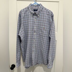 Ralph Lauren Men's XL Classic Fit LS Blue/Purple Gingham Flesh Pony Oxford